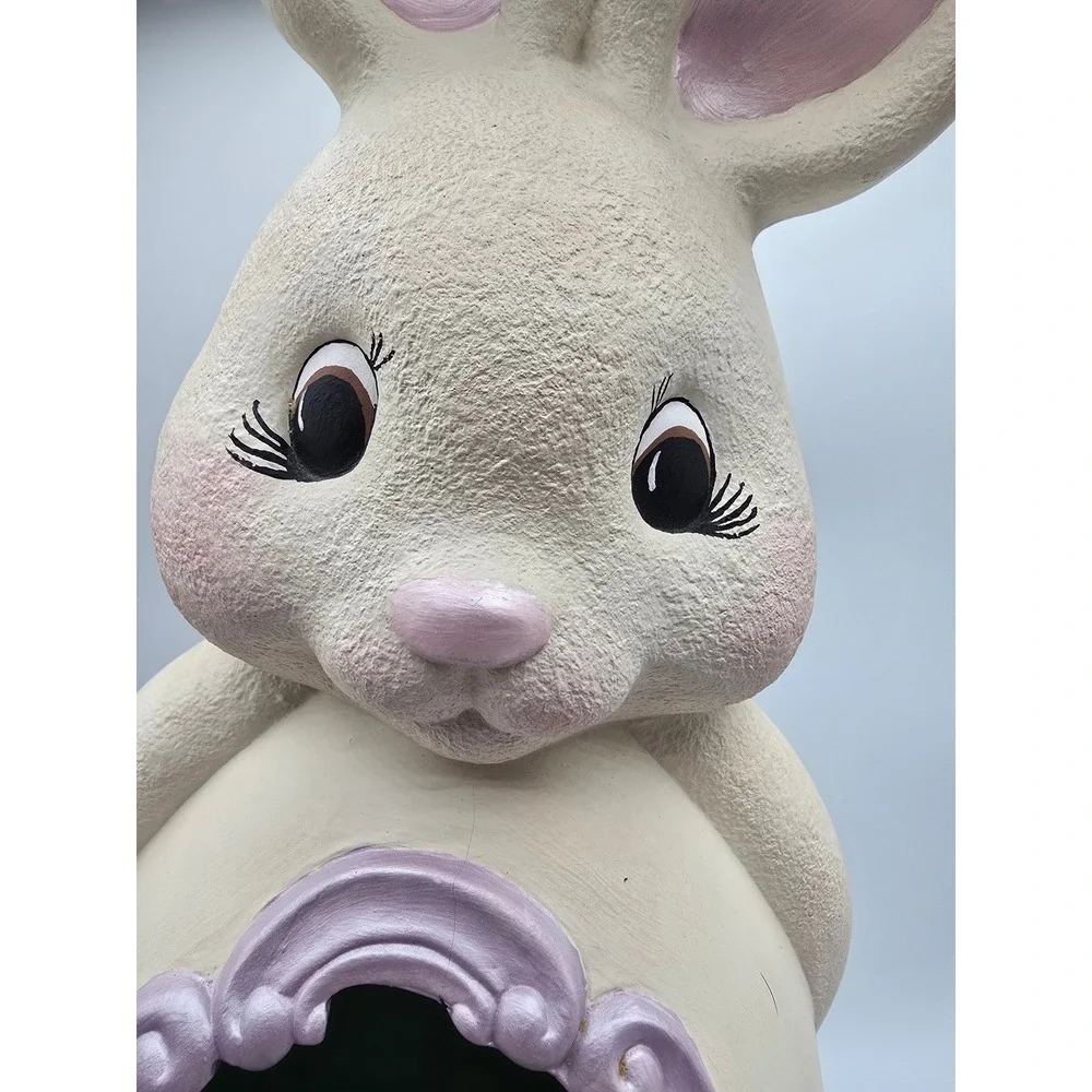 Vintage Hand Painted Ceramic‎ Easter Bunny Rabbit Figurine 90s Cute Cottage 15